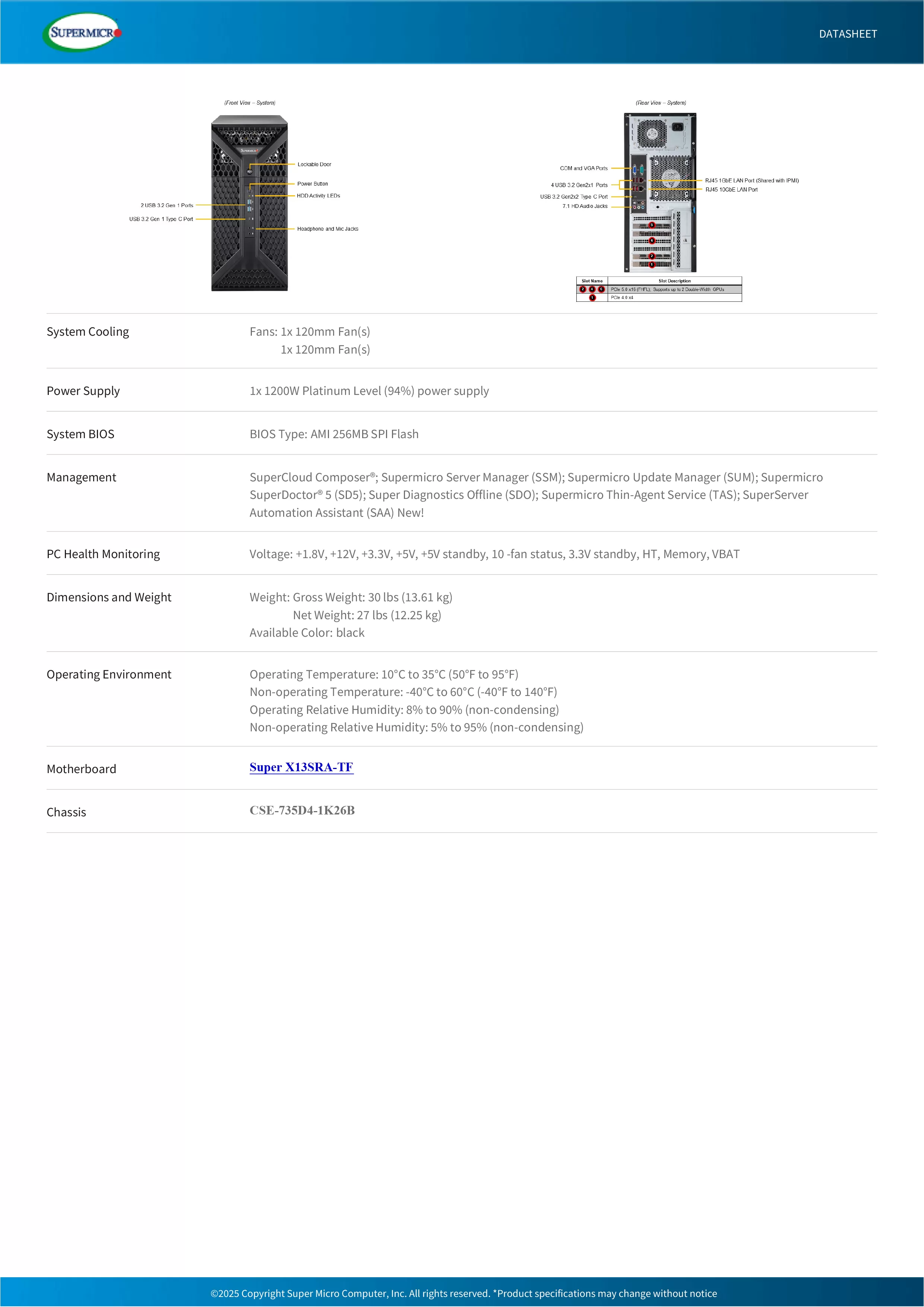Supermicro 美超微 SYS-531A-I Intel 超級3D工程工作站 (2CPU/128G/4T+500G SSD)