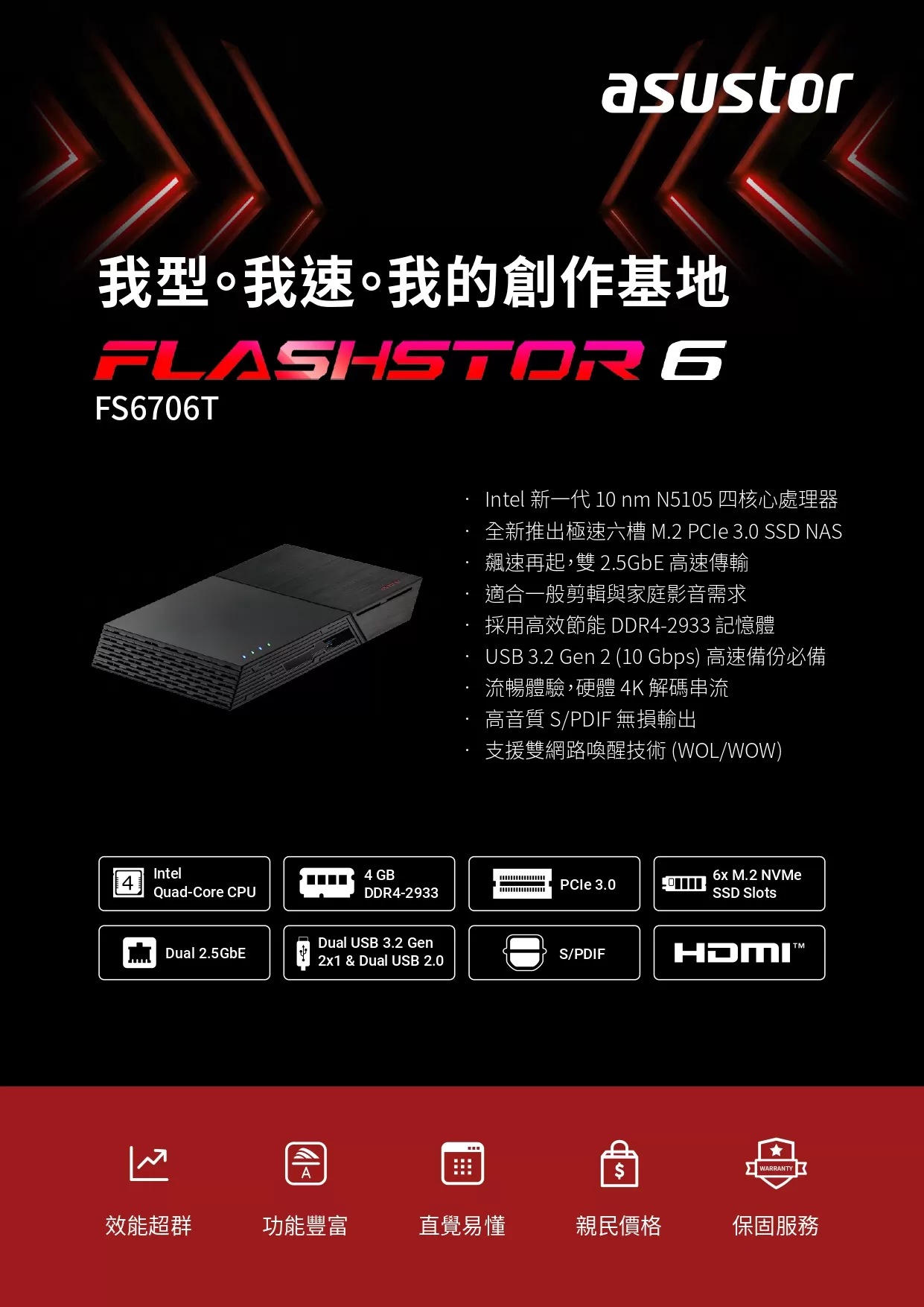 ASUSTOR 華芸 FS6706T 6Bay SSD NAS網路儲存伺服器,U52330004,ASUSTOR華芸FS6706T6BaySSDNAS網路儲存伺服器,原廠保固,大量採購歡迎洽詢,品質保證