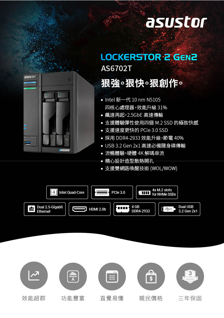 ASUSTOR 華芸 AS6702T 2Bay NAS 網路儲存伺服器,U52330009,ASUSTOR華芸AS6702T2BayNAS網路儲存伺服器,原廠保固,大量採購歡迎洽詢,品質保證