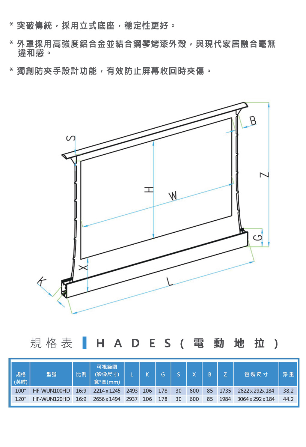 UNICO 攸尼可 HADES 黑帝斯系列 地拉式線拉電動抗光銀幕,實際價格以報價為主,U60760014,UNICO攸尼可HADES黑帝斯系列地拉式線拉電動抗光銀幕,原廠保固,大量採購歡迎洽詢