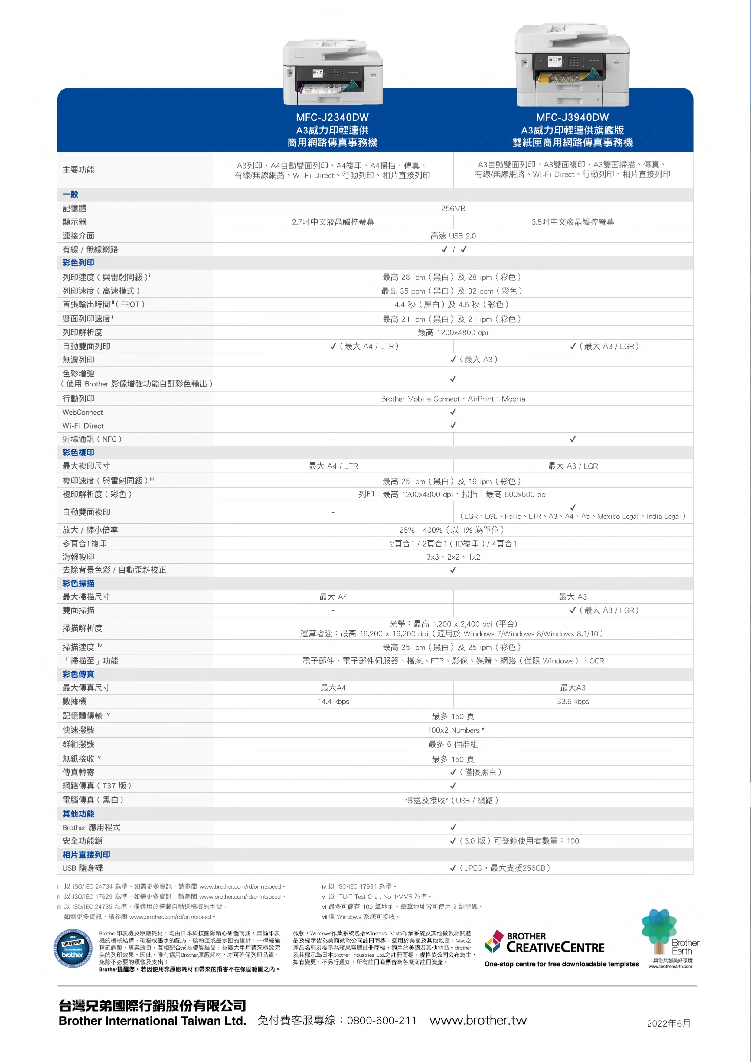 Brother 兄弟 MFC-J3940DW A3雙紙匣商用網路傳真事務機