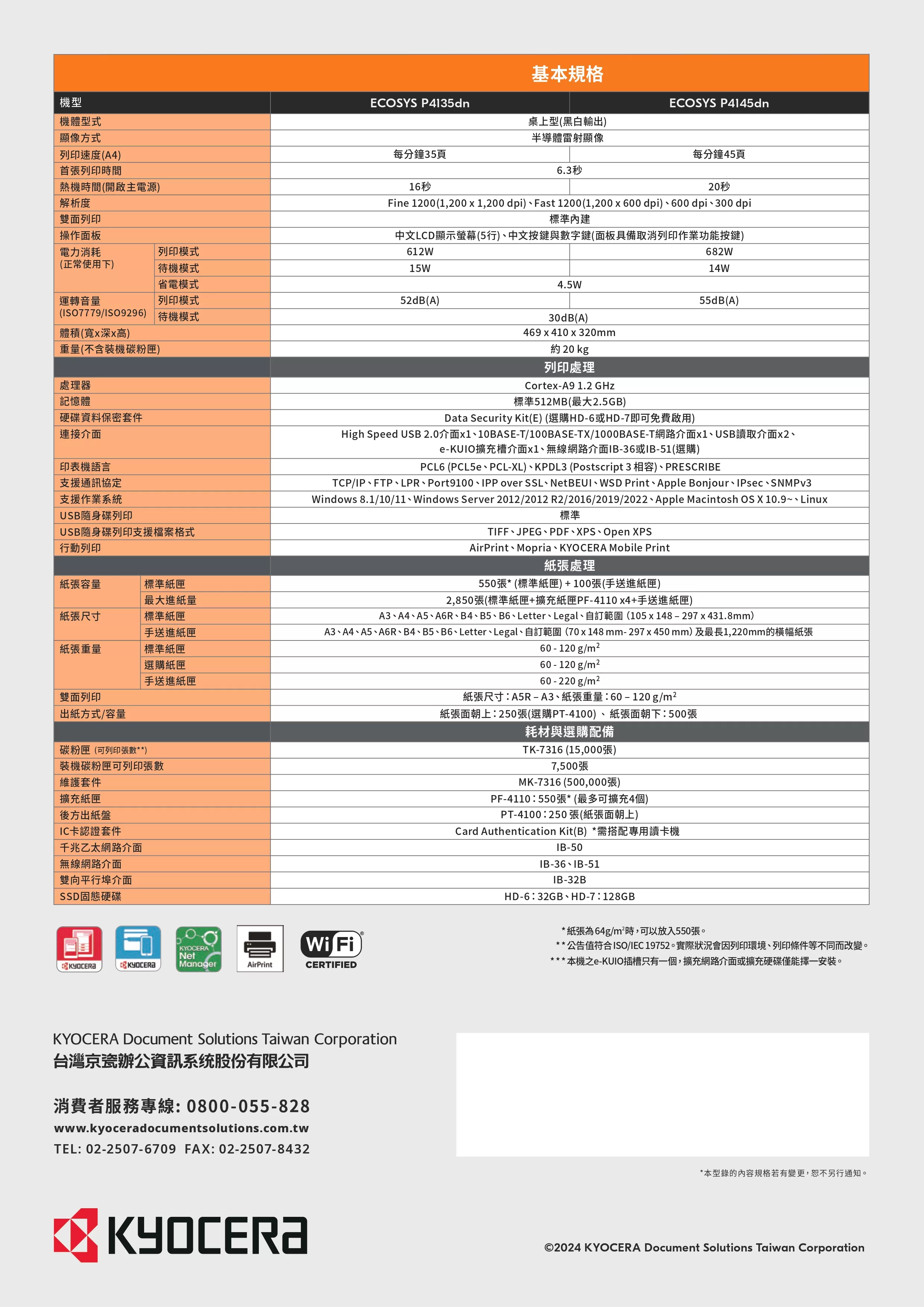 Kyocera 京瓷 ECOSYS P4145dn 黑白雷射印表機