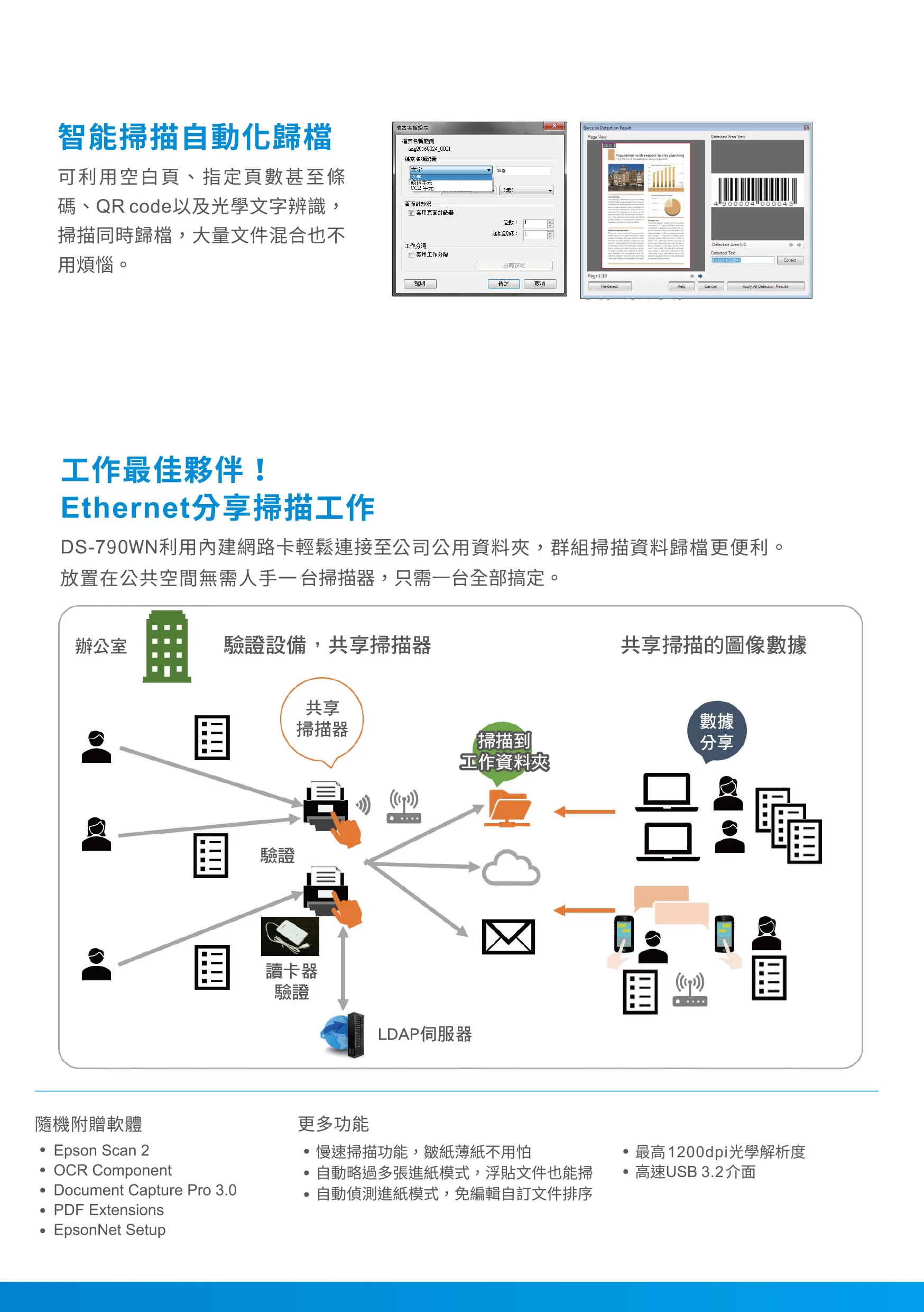 Epson 愛普生 DS-790WN A4雲端網路旗艦掃描器