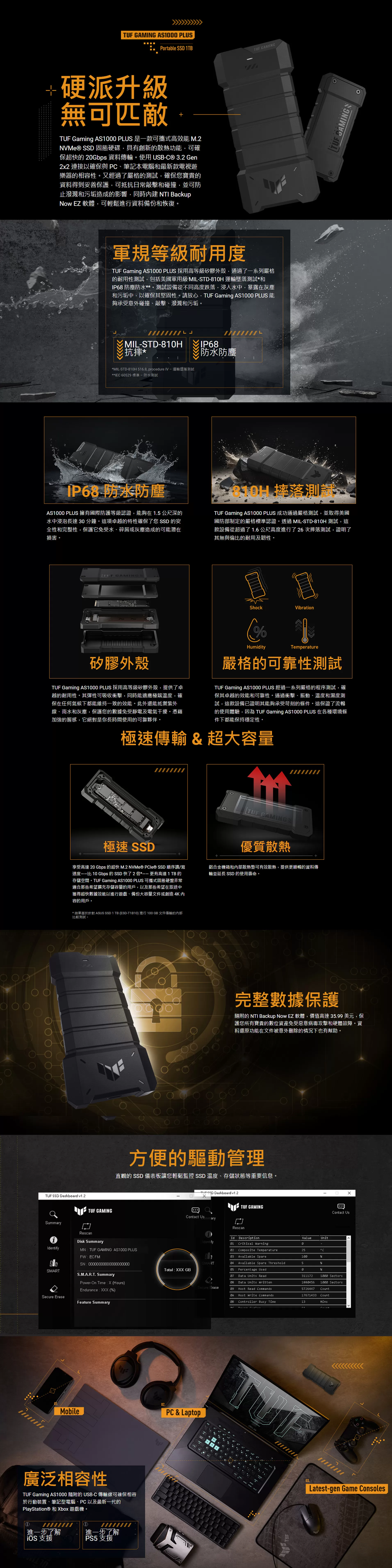 ASUS 華碩 TUF Gaming AS1000 PLUS 1TB 高速外接式SSD