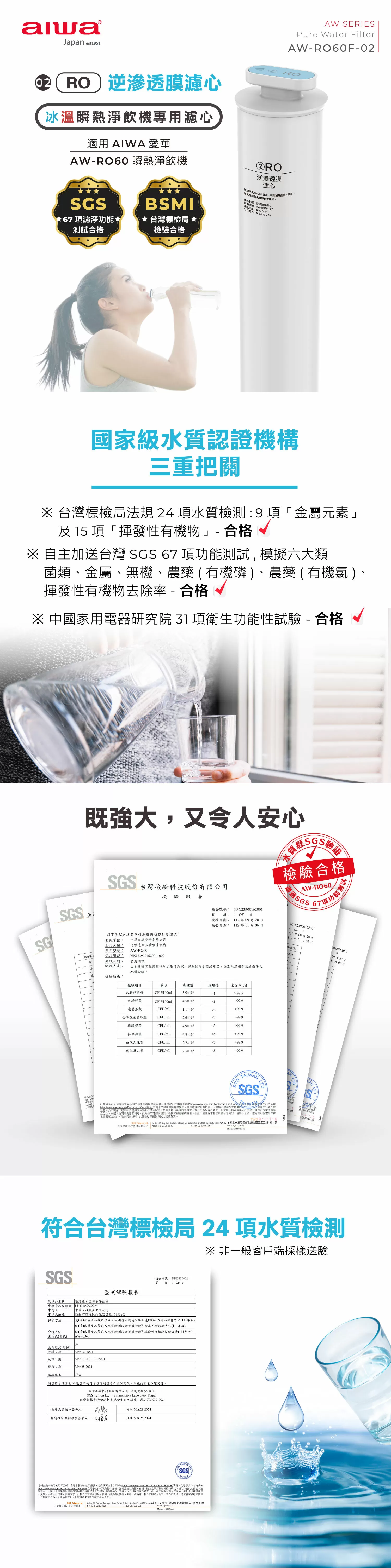 Aiwa 愛華 冰火魔法師專用濾心 AW-RO60專用濾心(第2道)
