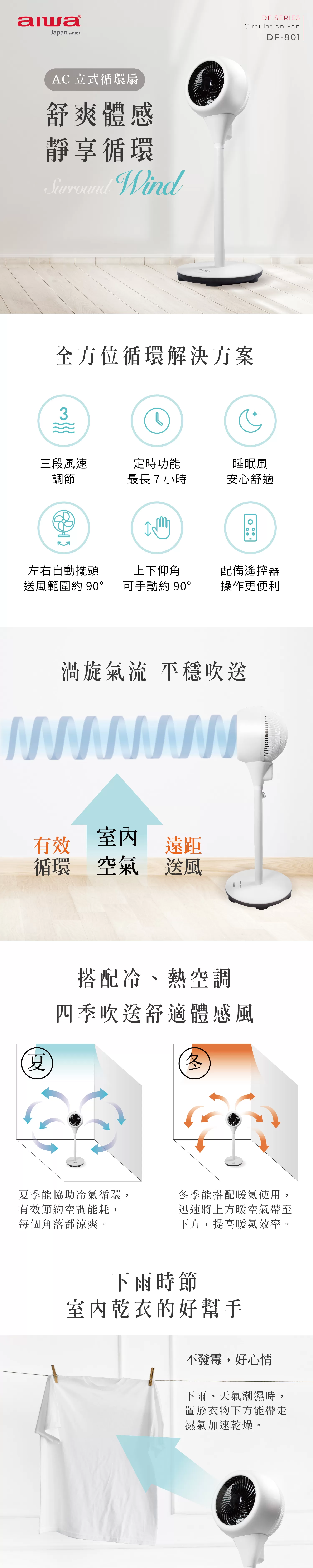 Aiwa 愛華 AC立式循環扇 DF-801