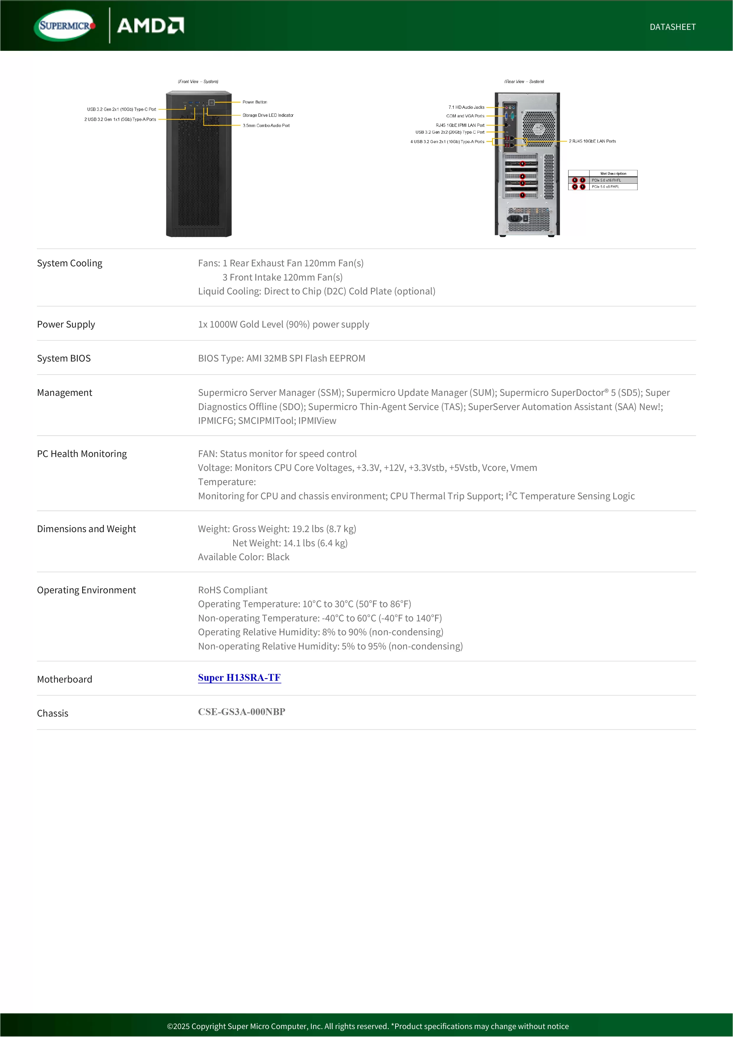 Supermicro 美超微 AS-531AW-TC A+級 AMD AI渲染工作站