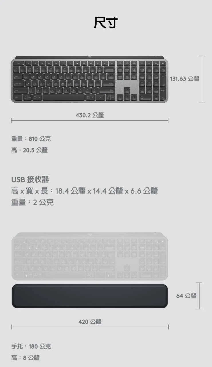 Logitech 羅技 MX PALM REST 手托 - 石墨黑