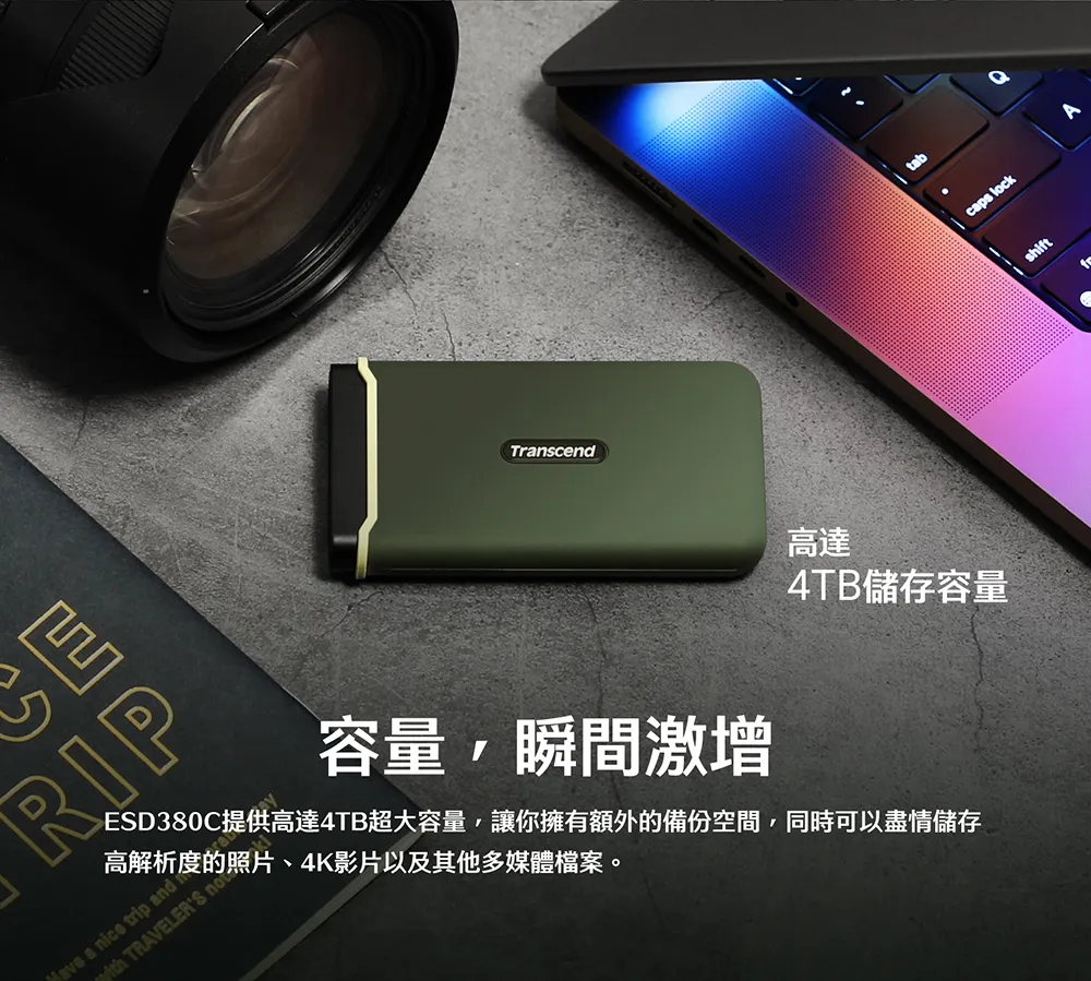 Transcend 創見 ESD380C 行動固態硬碟 2TB 橄欖綠