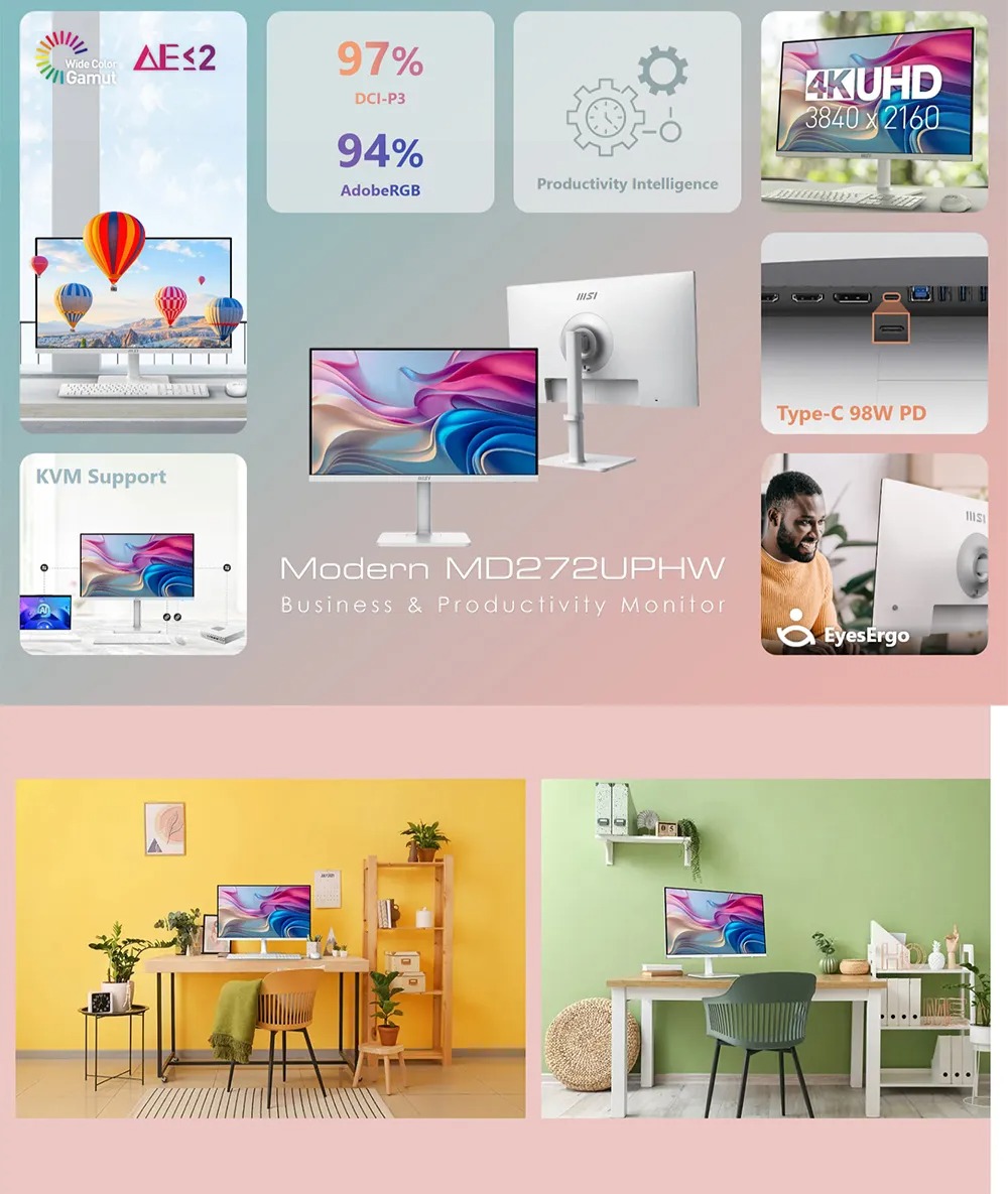 MSI 微星 Modern MD272UPSW 27吋 4K UHD 智慧聯網顯示器｜Type-C 供電｜高色域｜商務設計,U51890011,MSI微星ModernMD272UPSW27吋4KUHD智慧聯網顯示器｜Type-C供電｜高色域｜商務設計,原廠保固,大量採購歡迎洽詢,安心保證