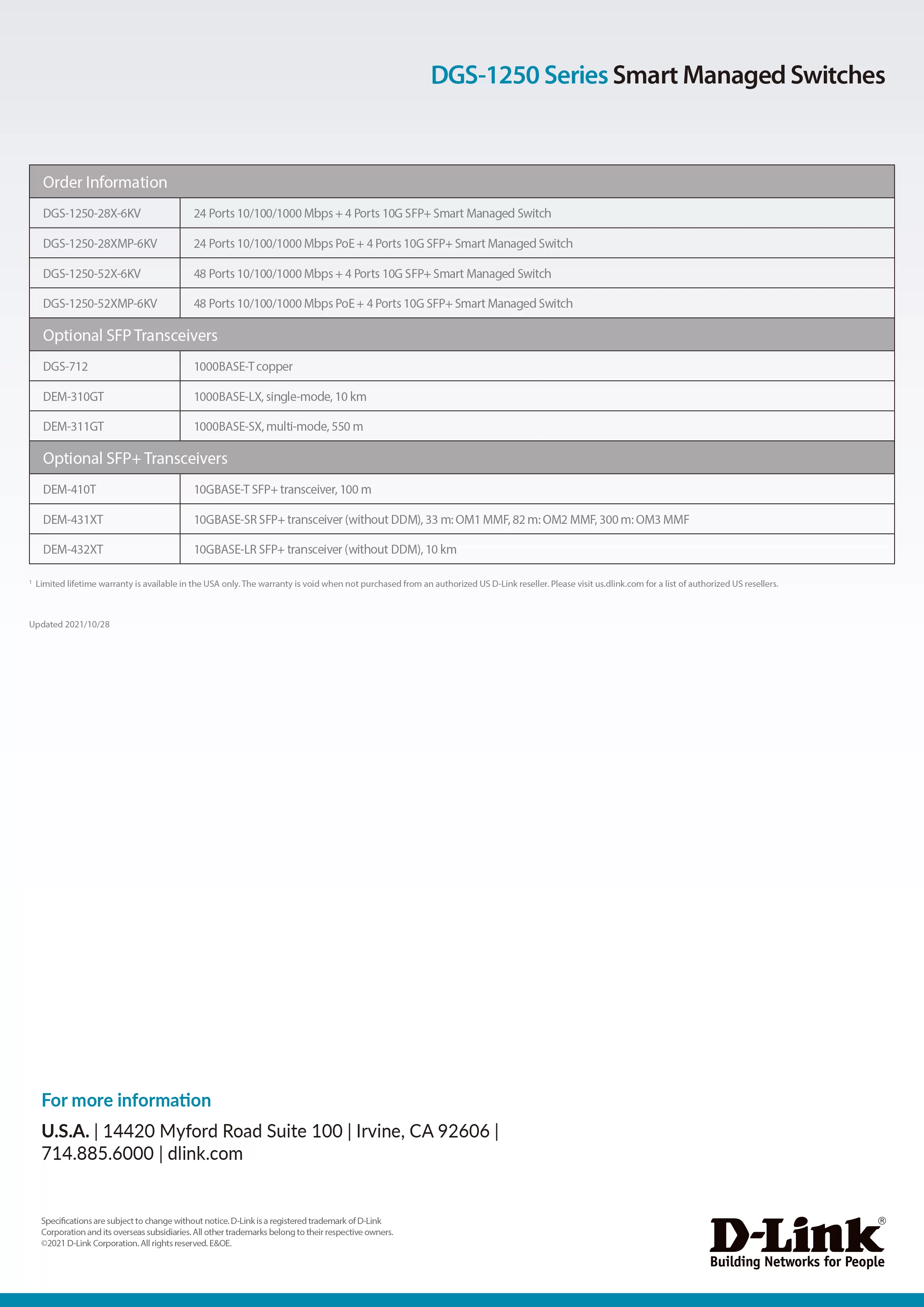 D-Link 友訊 DGS-1250-28XMP Layer 2 Gigabit 智慧型網管交換器