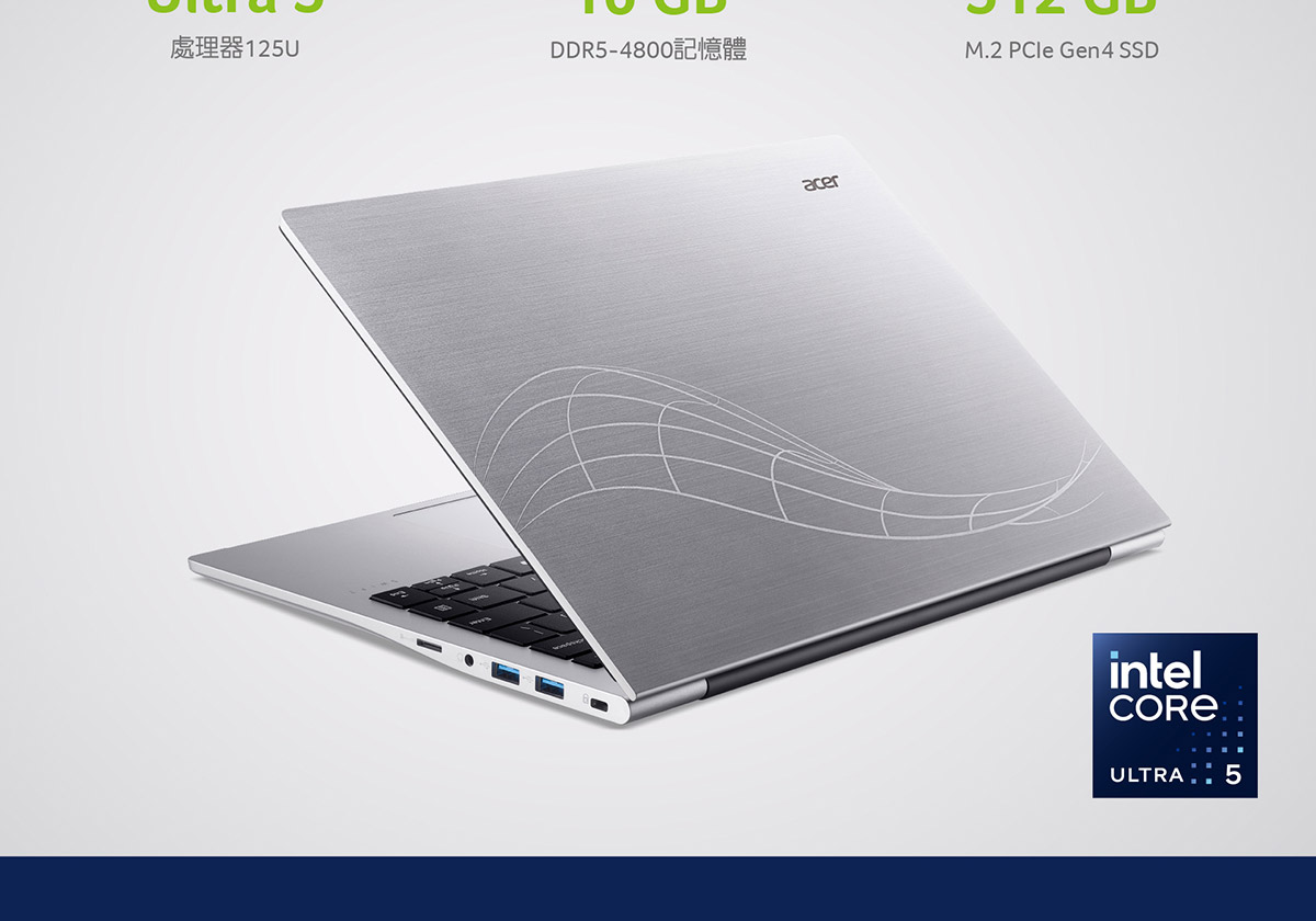 ACER Swift Lite系列:SFL14-51M-54Q6(銀) 輕薄AI筆記型電腦( UN.JA6TA.001 ),U52430036,ACERSwiftLite系列:SFL14-51M-54Q6(銀)輕薄AI筆記型電腦(UN.JA6TA.001),原廠保固,大量採購歡迎洽詢,品質保證