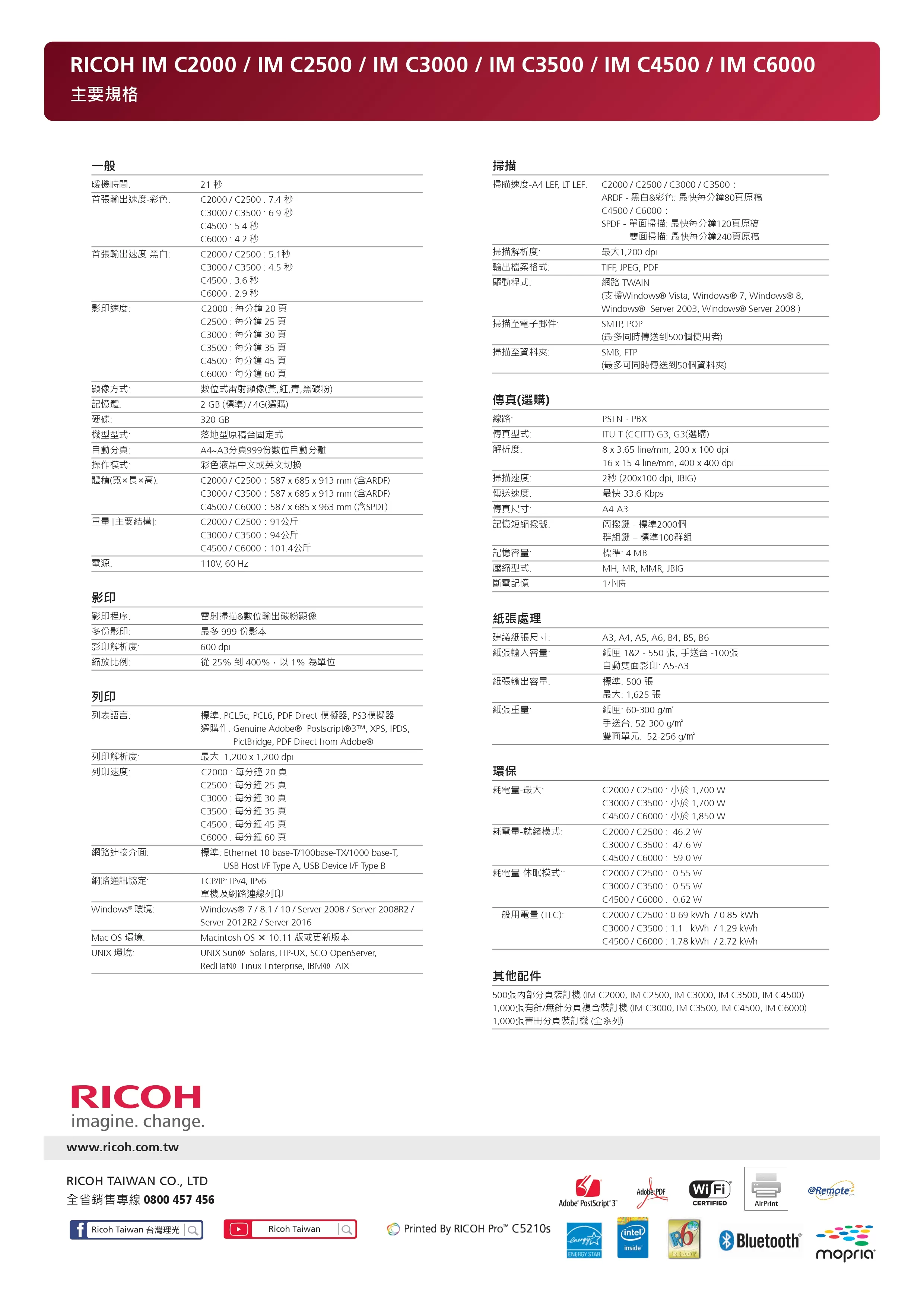 RICOH 理光 IM C3000 彩色多功能事務機