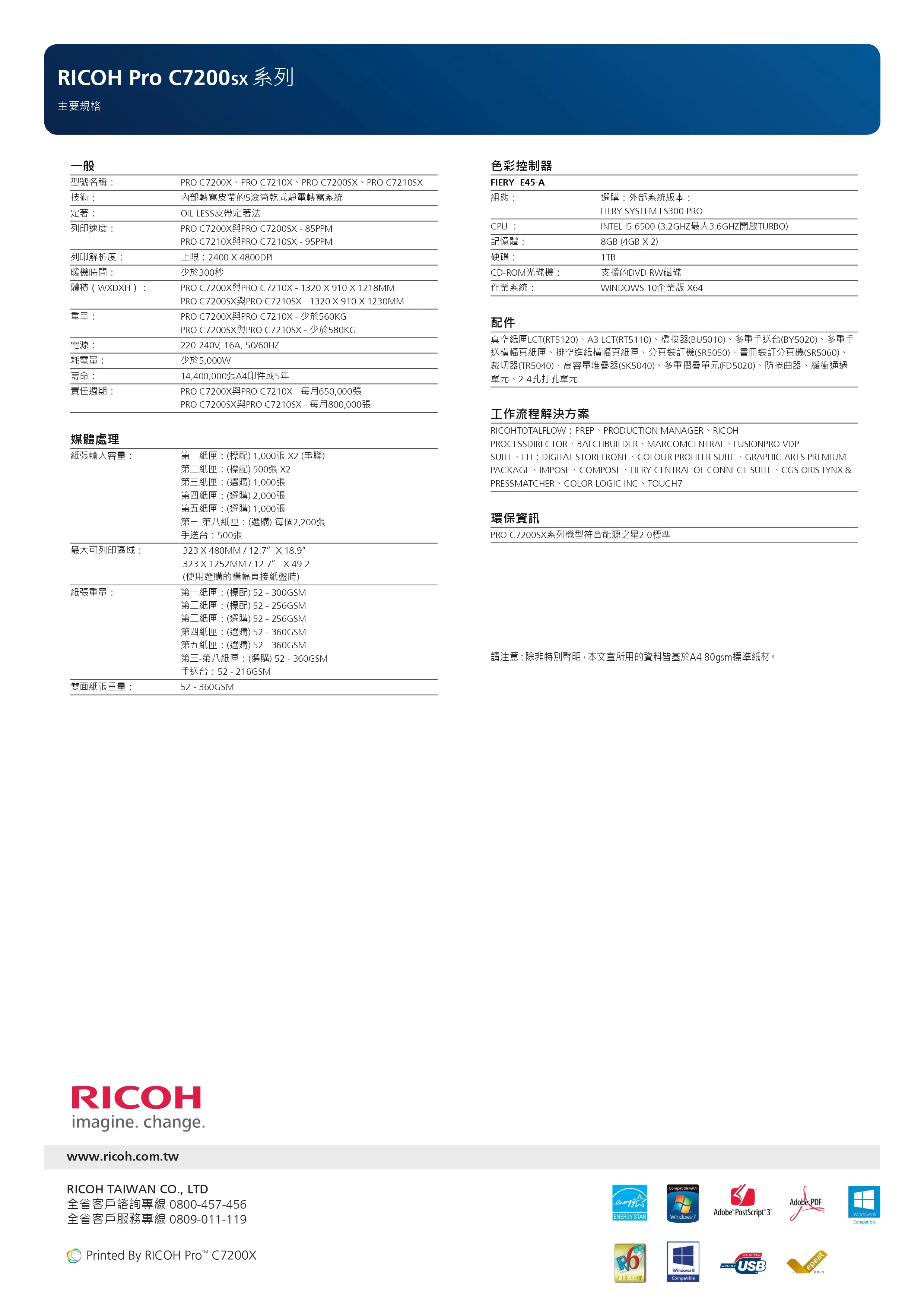 RICOH 理光 Pro C7200 Graphic Arts Edition 彩色生產型印表機