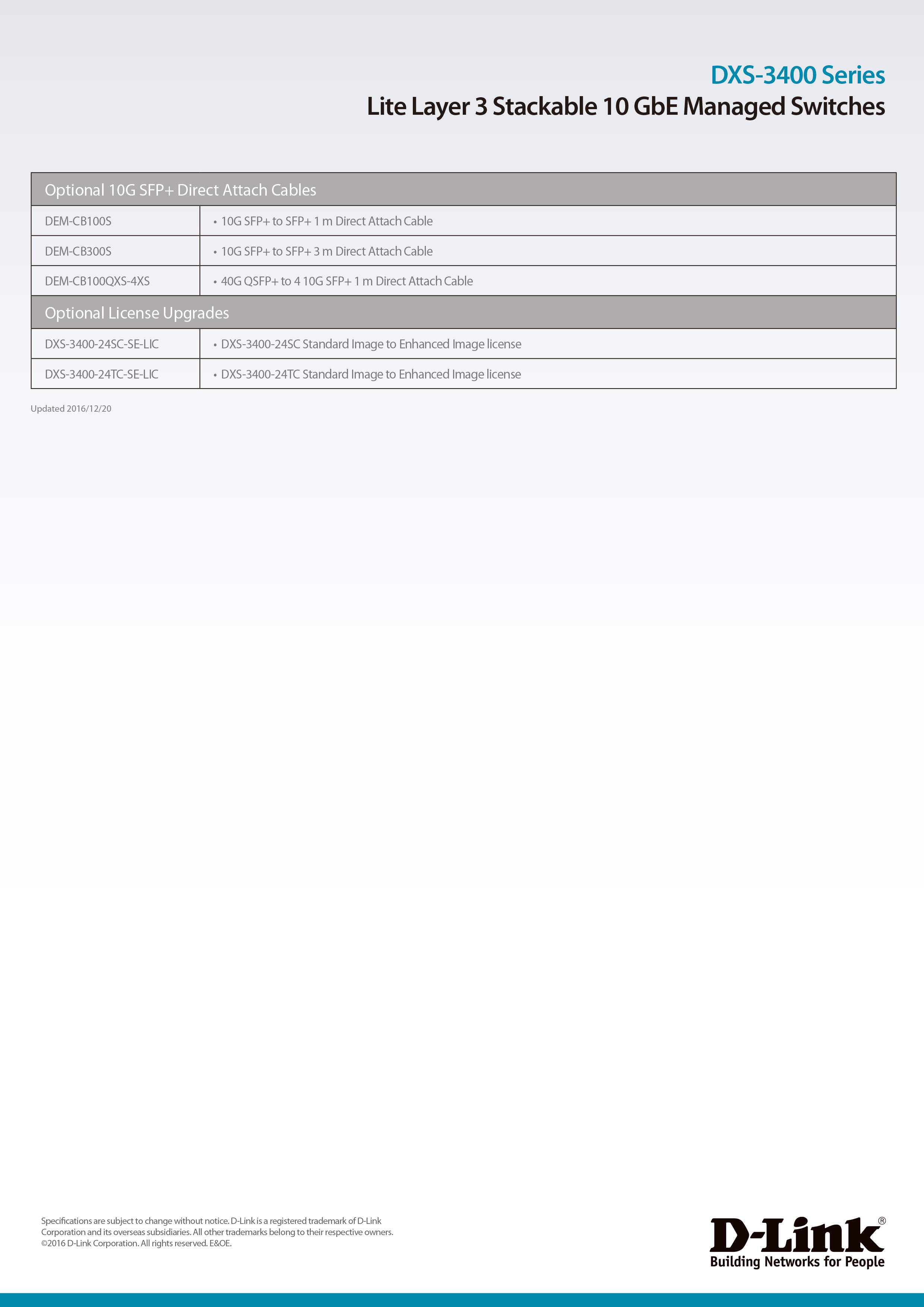 D-Link 友訊 DXS-3400-24TC(EI) DXS-3400系列 網管型10G交換器