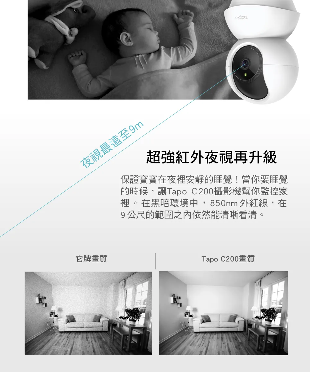 TP-Link Tapo C200 旋轉式家庭安全防護 / Wi-Fi 網路攝影機
