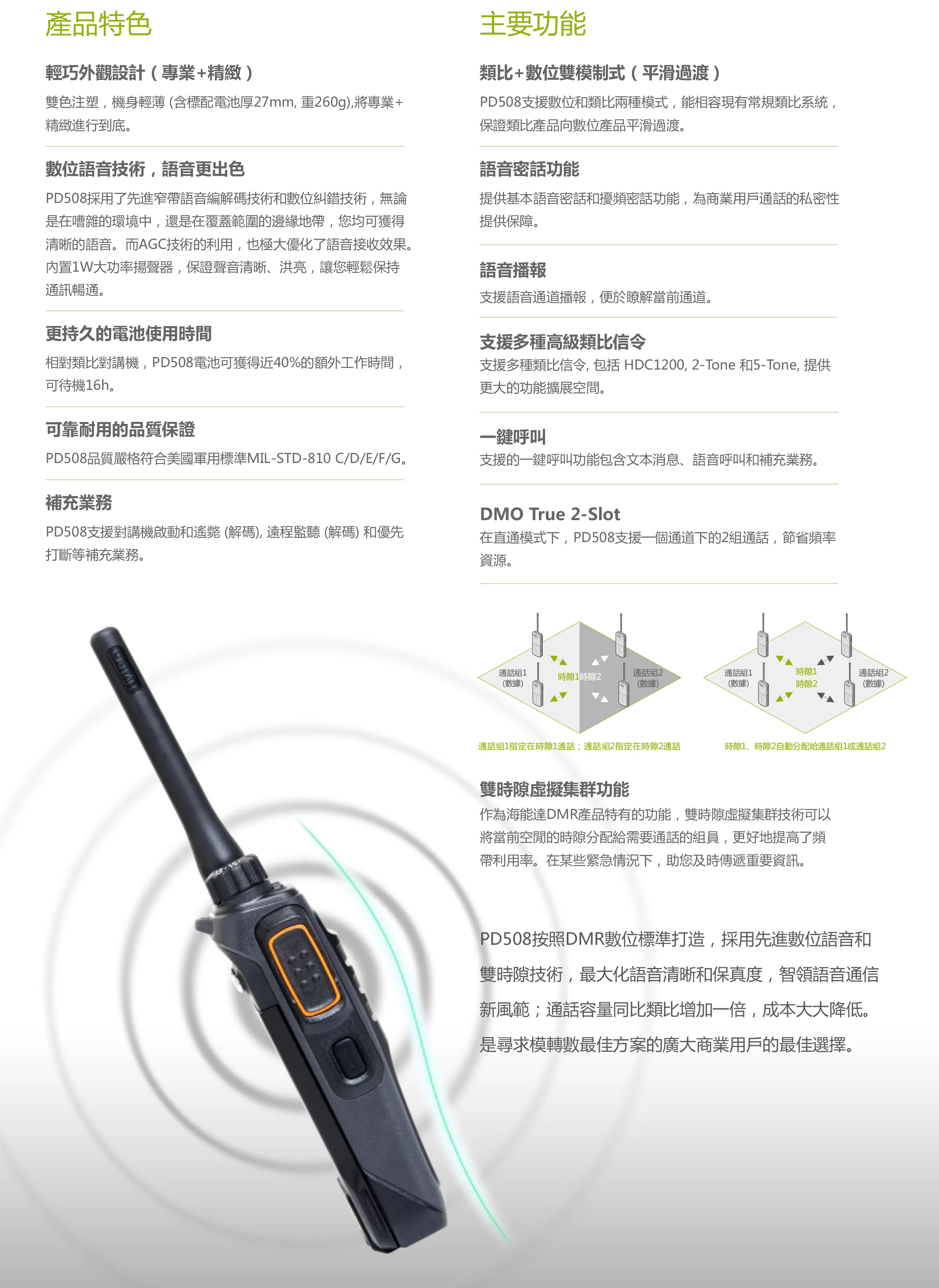 Hytera 海能達無線電 PD508 輕薄機身無線對講機系統