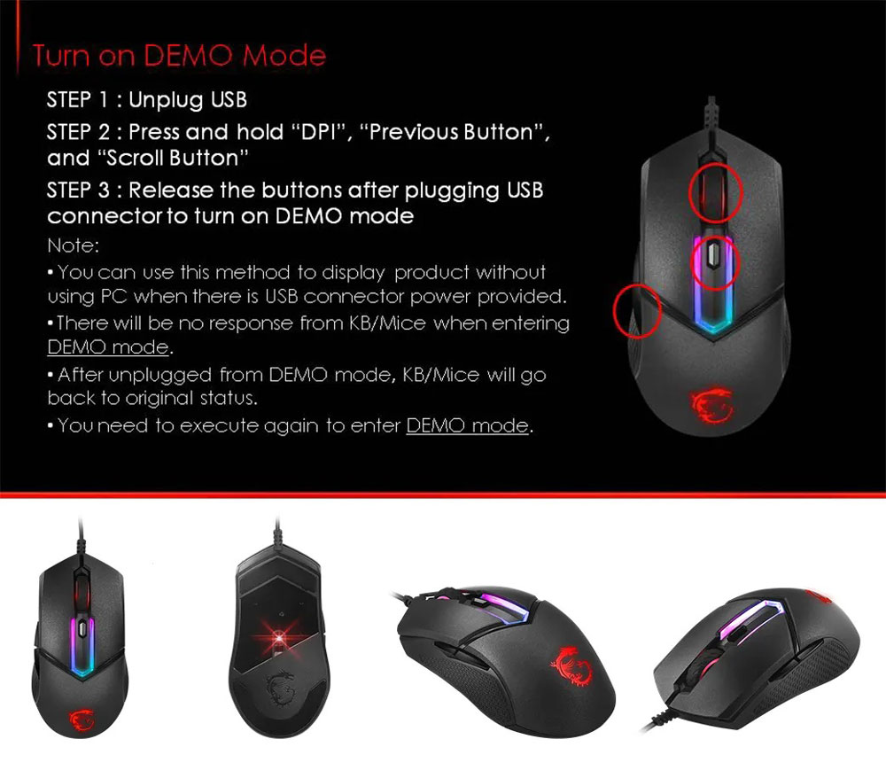 MSI 微星 CLUTCH GM30 RGB 炫彩電競滑鼠