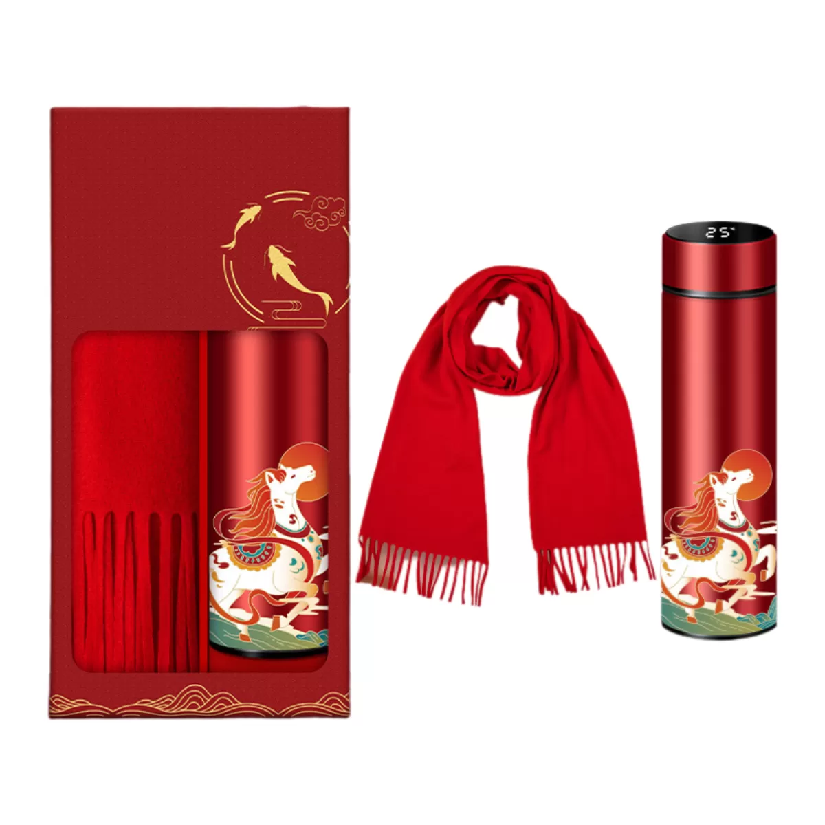 【客製禮贈品】馬年紅色晴雨傘圍巾套裝