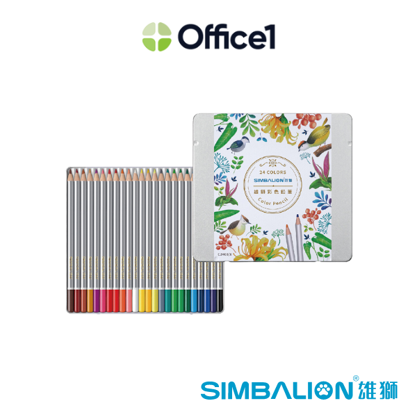 SIMBALION 雄獅 塗頭色鉛筆 24色(鐵盒) C2400/8