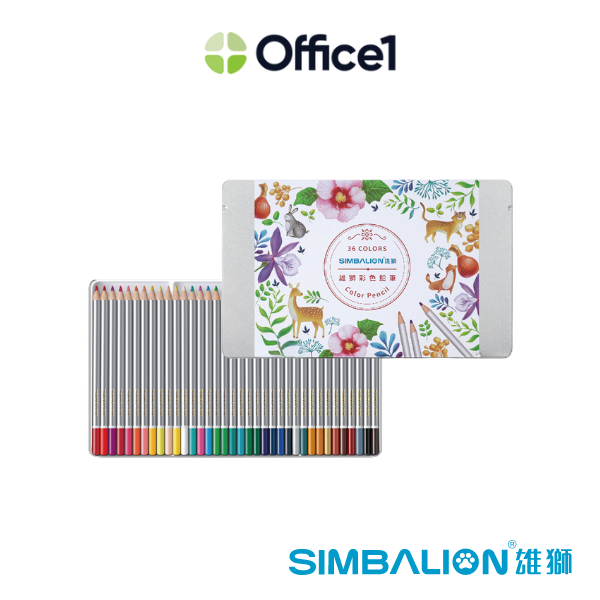 SIMBALION 雄獅 塗頭色鉛筆 36色(鐵盒) C3600/8