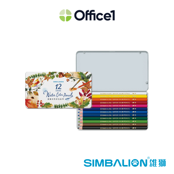 SIMBALION 雄獅 水性色鉛筆 12色(鐵盒) WP-12