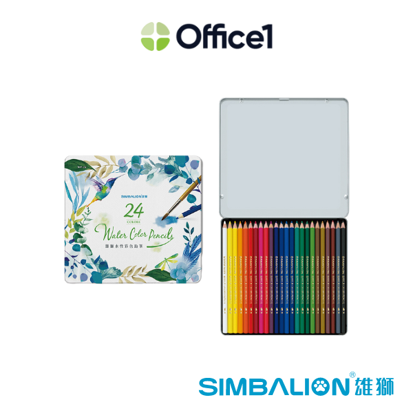 SIMBALION 雄獅 水性色鉛筆 24色(鐵盒) WP-24