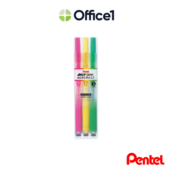 Pentel 飛龍 自動螢光筆(3色組) SXNS15-3
