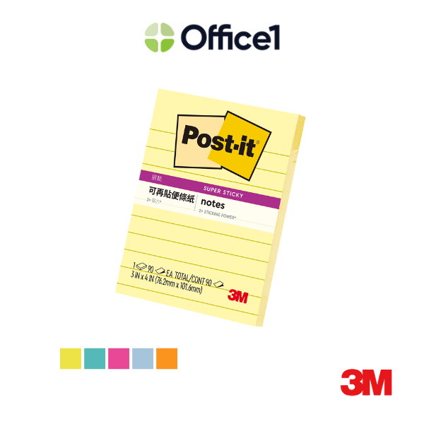 3M Post-it 利貼 狠黏 橫格便條紙 73.8x98.4mm 90張/本 643S