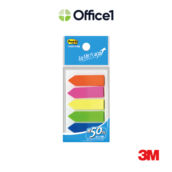 3M Post-it 利貼 可再貼非抽取式標籤 5色 12x43mm 584-5