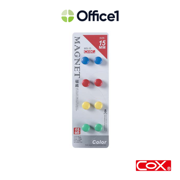 COX 三燕 1.5cm卡裝彩色磁鐵(圓形) 8入/卡 MG-15