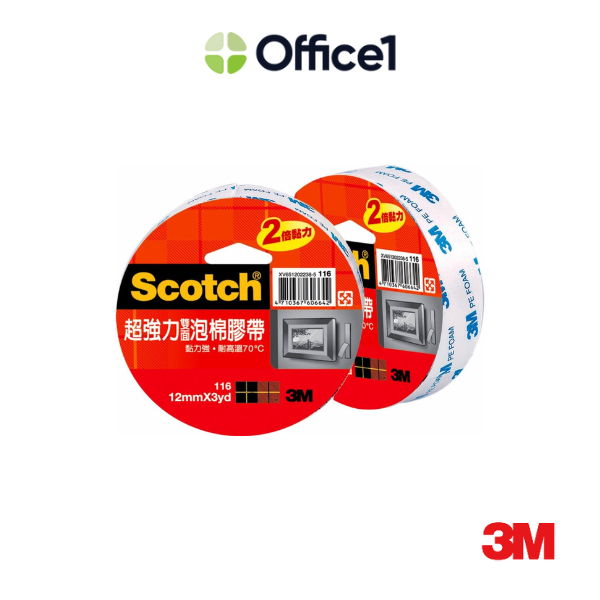 3M 超強力泡棉雙面膠帶 12mmx3y 116