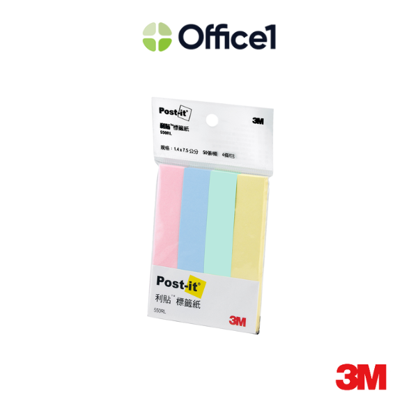 3M Post-it 利貼 4色可再貼標籤 14x75mm 550RL