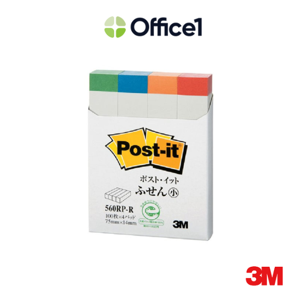 3M Post-it 利貼 可再貼付簽紙4色 14x75mm 560RP-R