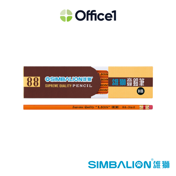 SIMBALION 雄獅 HB 六角皮頭高級鉛筆 12支/盒 NO.88 NO2
