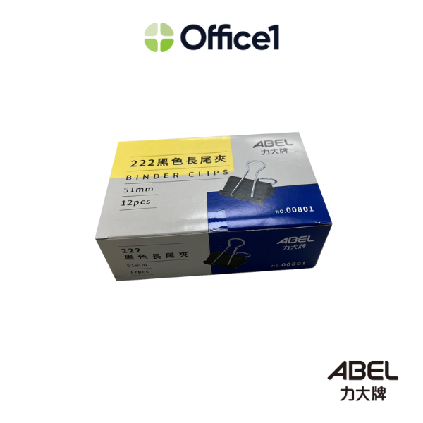 ABEL 力大 長尾夾 51mm 12支/盒 0222