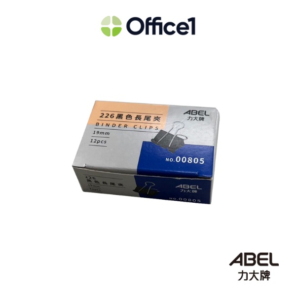 ABEL 力大 長尾夾 19mm 12支/盒 0226