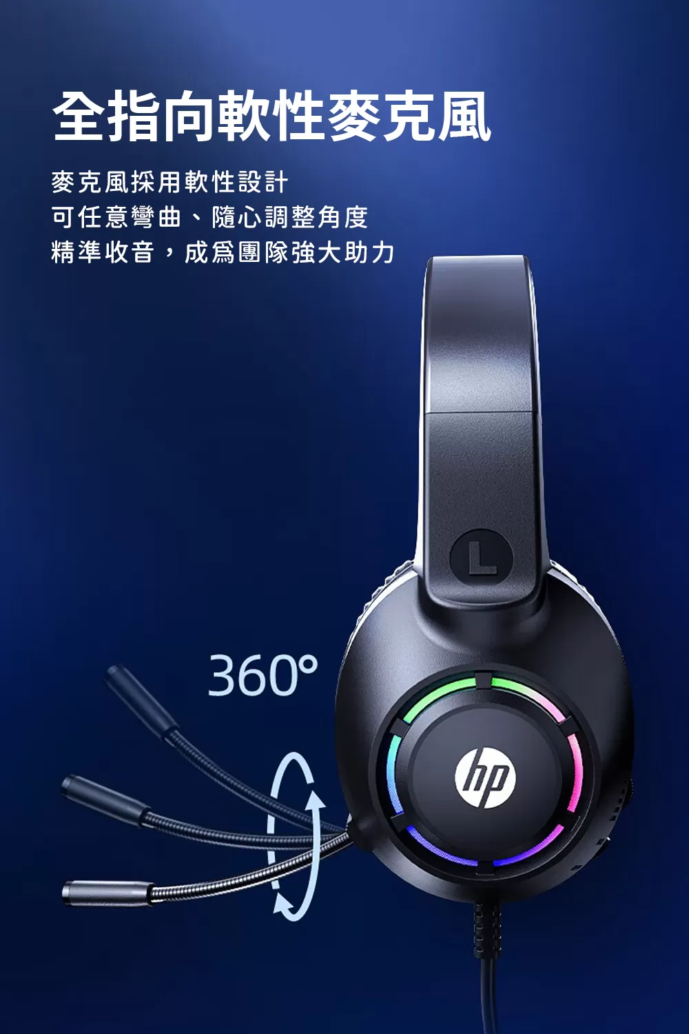 HP 惠普 DHE-8013U 有線 頭戴式 7.1聲道 炫光電競耳機(USB接頭)