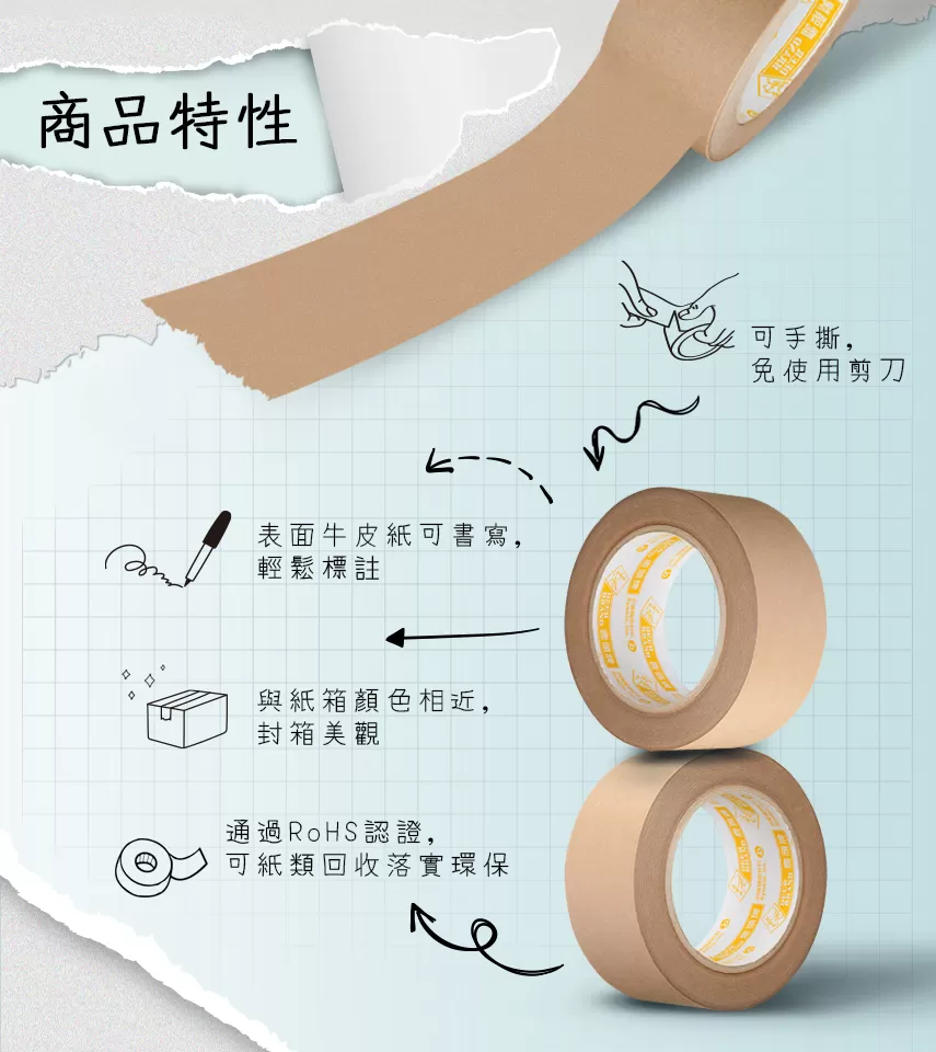 DEER BRAND 鹿頭牌 牛皮紙封箱膠帶(粗面) 24mm×40y KT04-24,U50060008,DEERBRAND鹿頭牌牛皮紙封箱膠帶(粗面)24mm×40yKT04-24,10卷/12束/120卷/箱,商品特點,相關系列