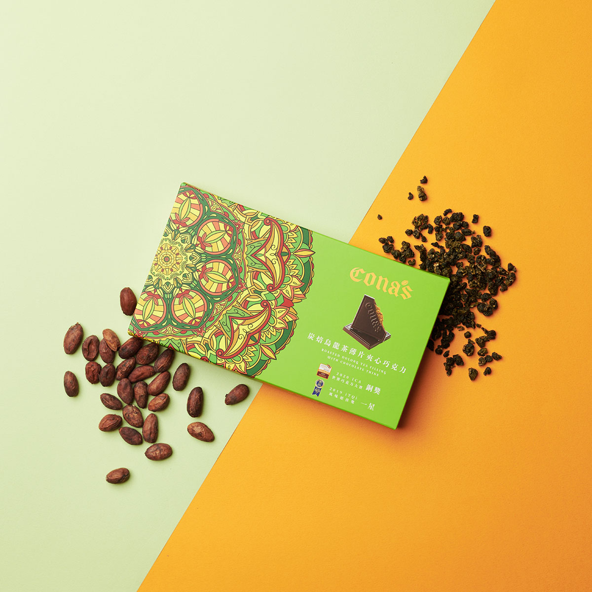 炭焙烏龍茶薄片夾心巧克力(12入/盒)｜iTQi食品米其林1星獎⭐｜