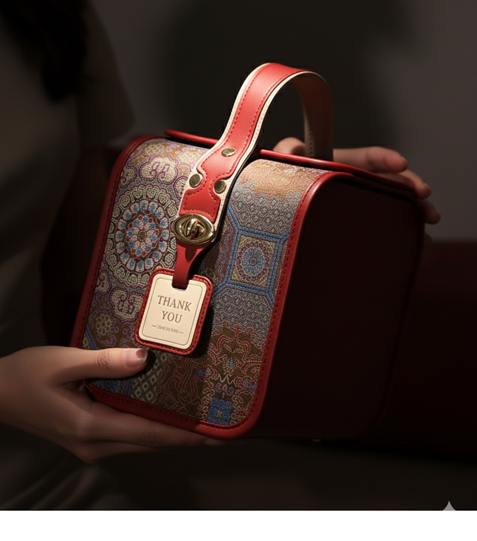 繁花似錦刺繡皮革包手提禮盒