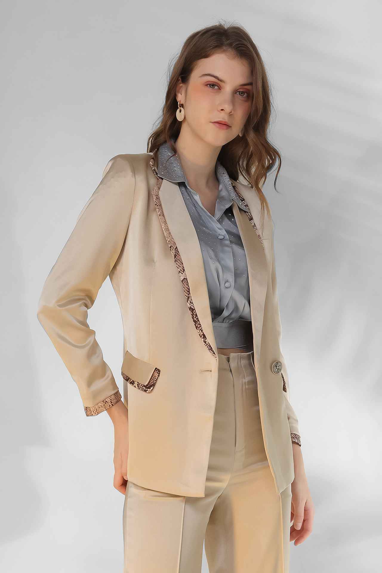 印花高級拼接西裝外套