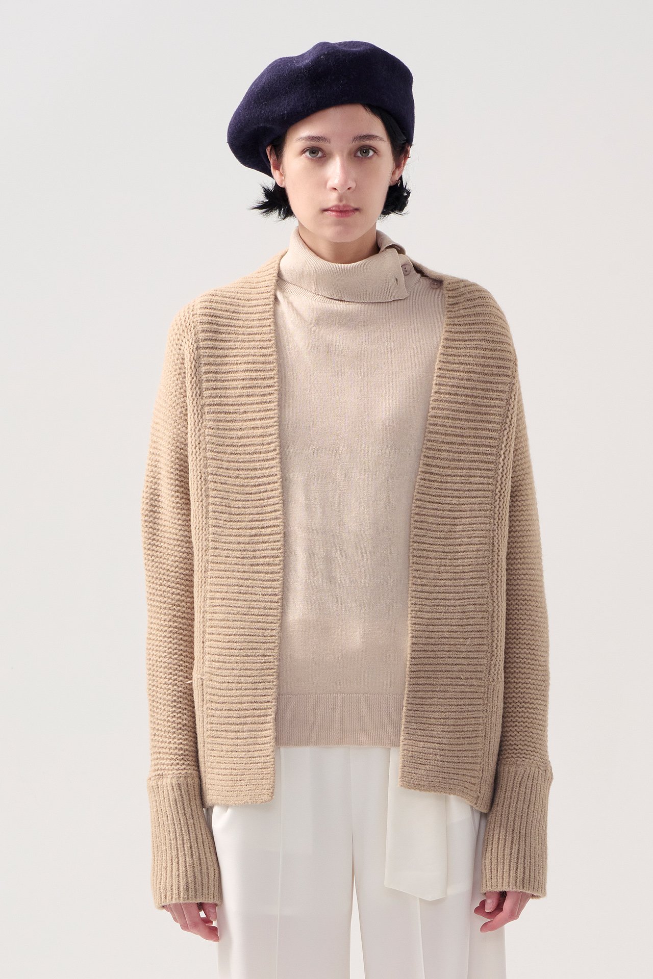 粗針針織開襟毛衣外套