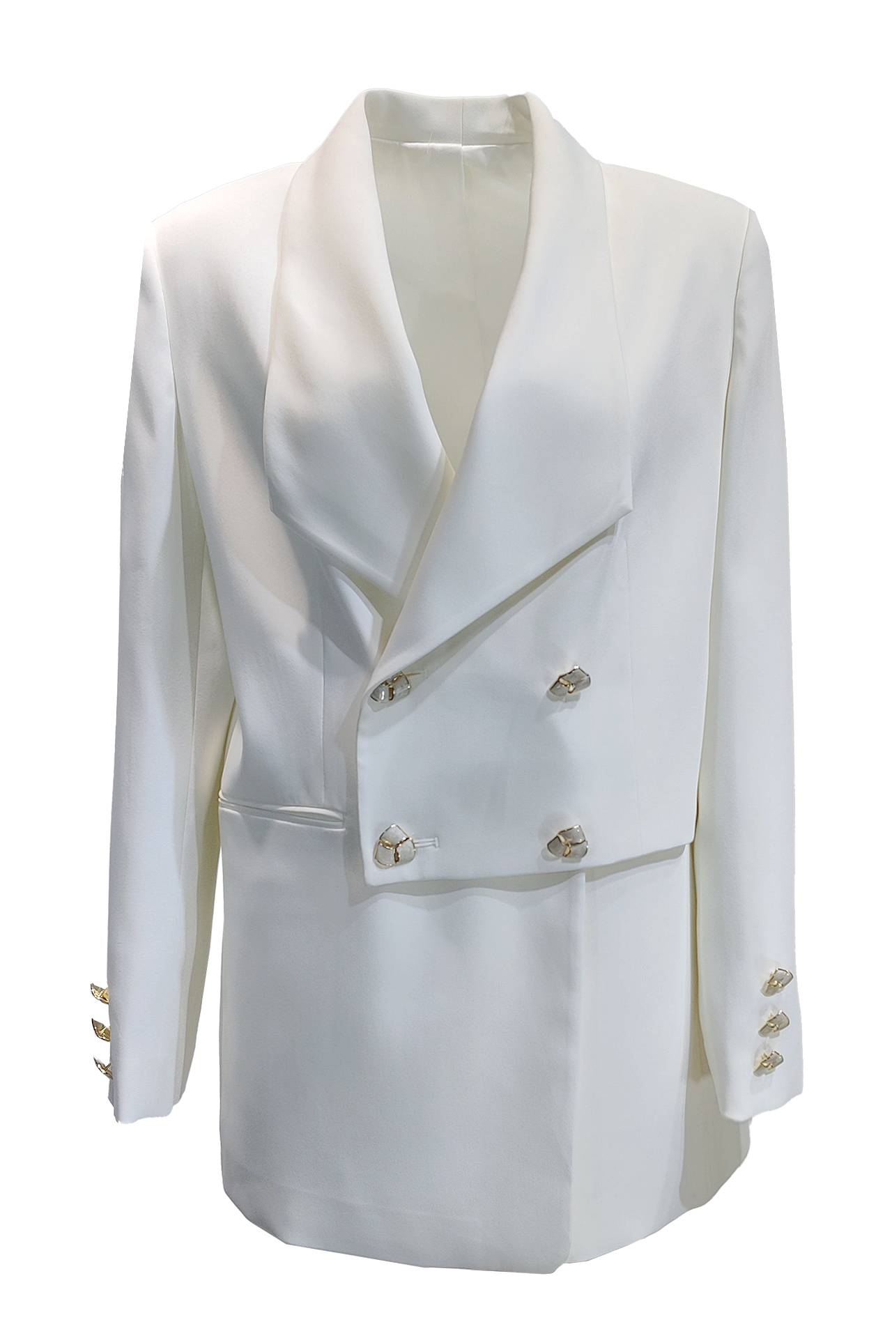 白色雙排釦特殊翻領西裝外套