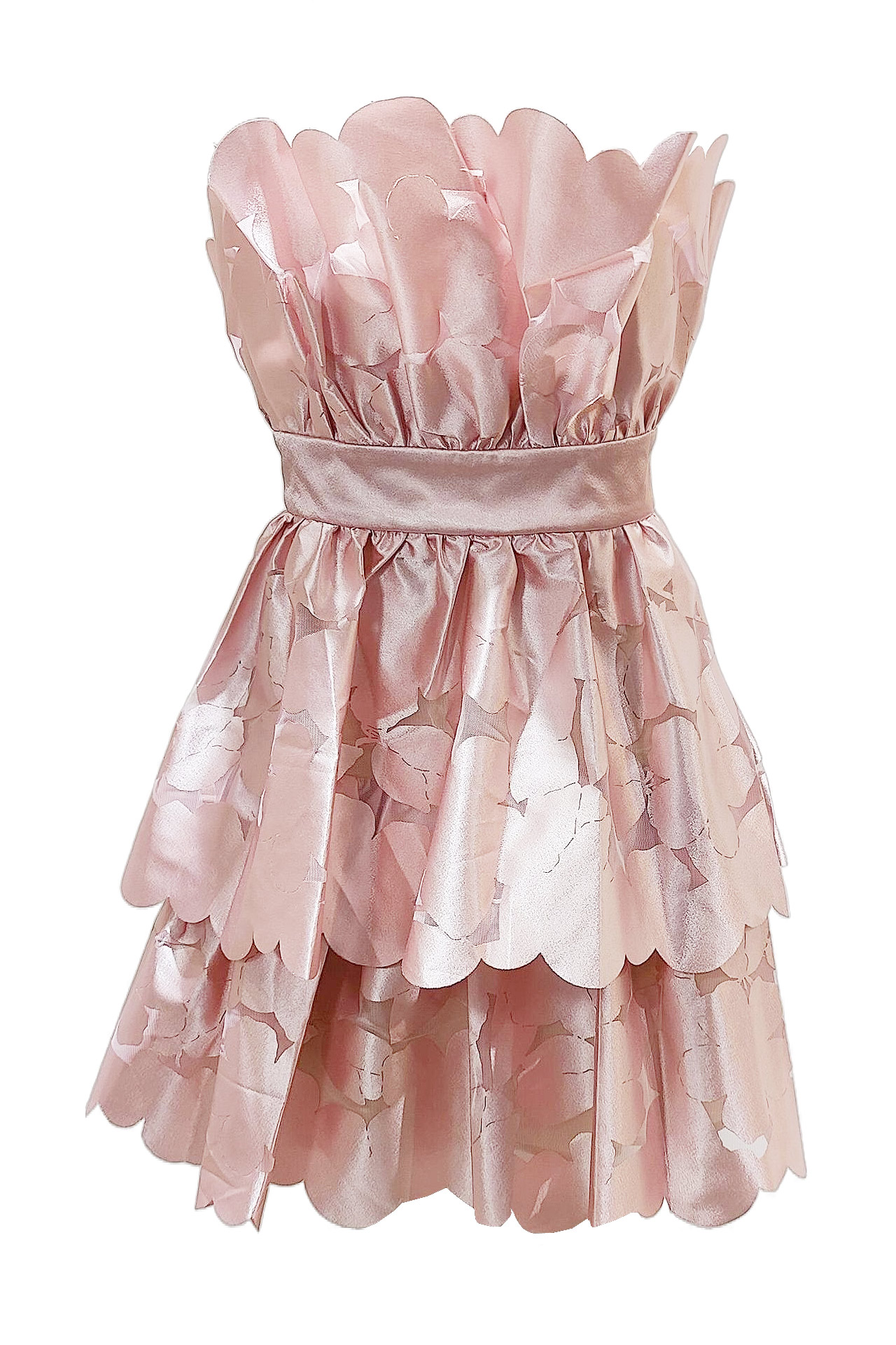粉色花洋裝