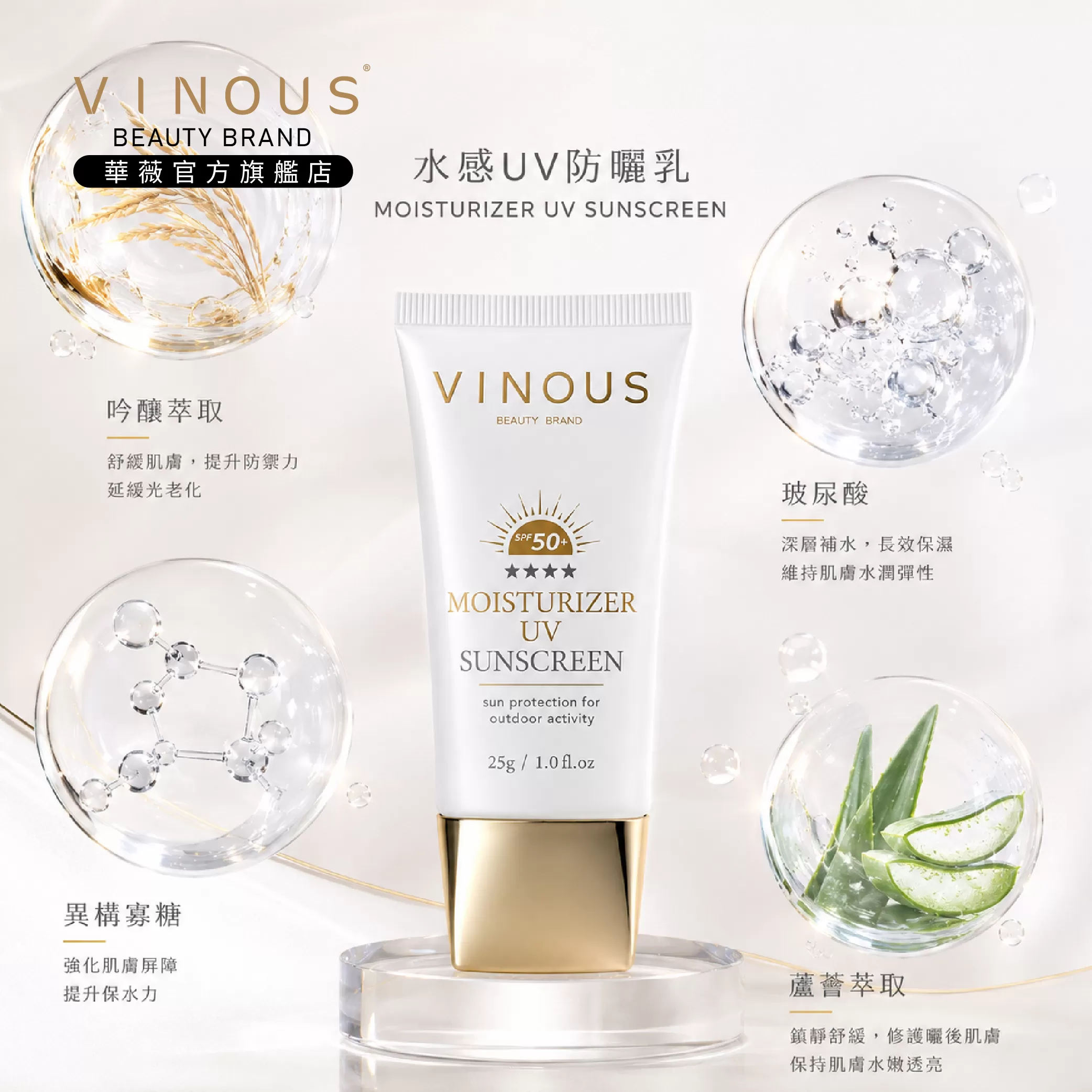 水感UV防曬乳 25g,高效隔離•自動校色,U62070001,水感UV防曬乳25g,新品上市,VINOUS產品系列