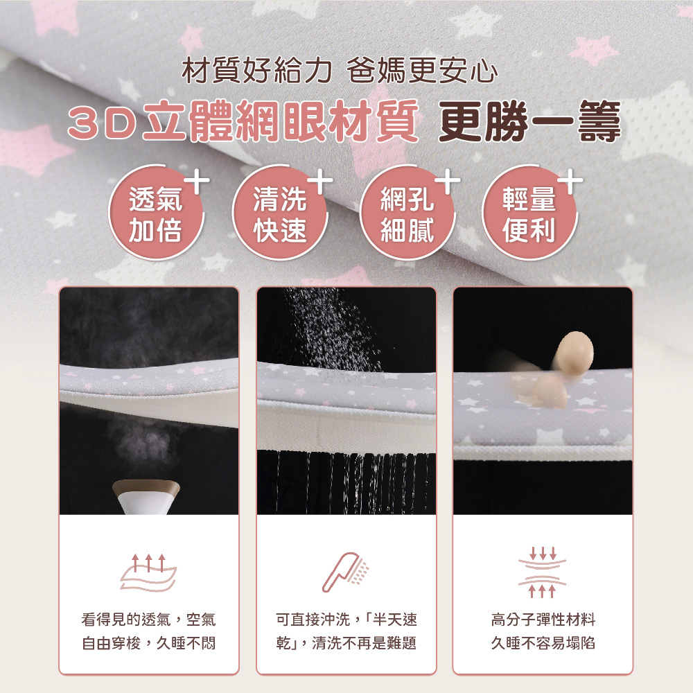 兒童汽車安全帶護套 - 3D立體網眼材質，透氣更加倍，高分子彈性材料，久睡不塌陷