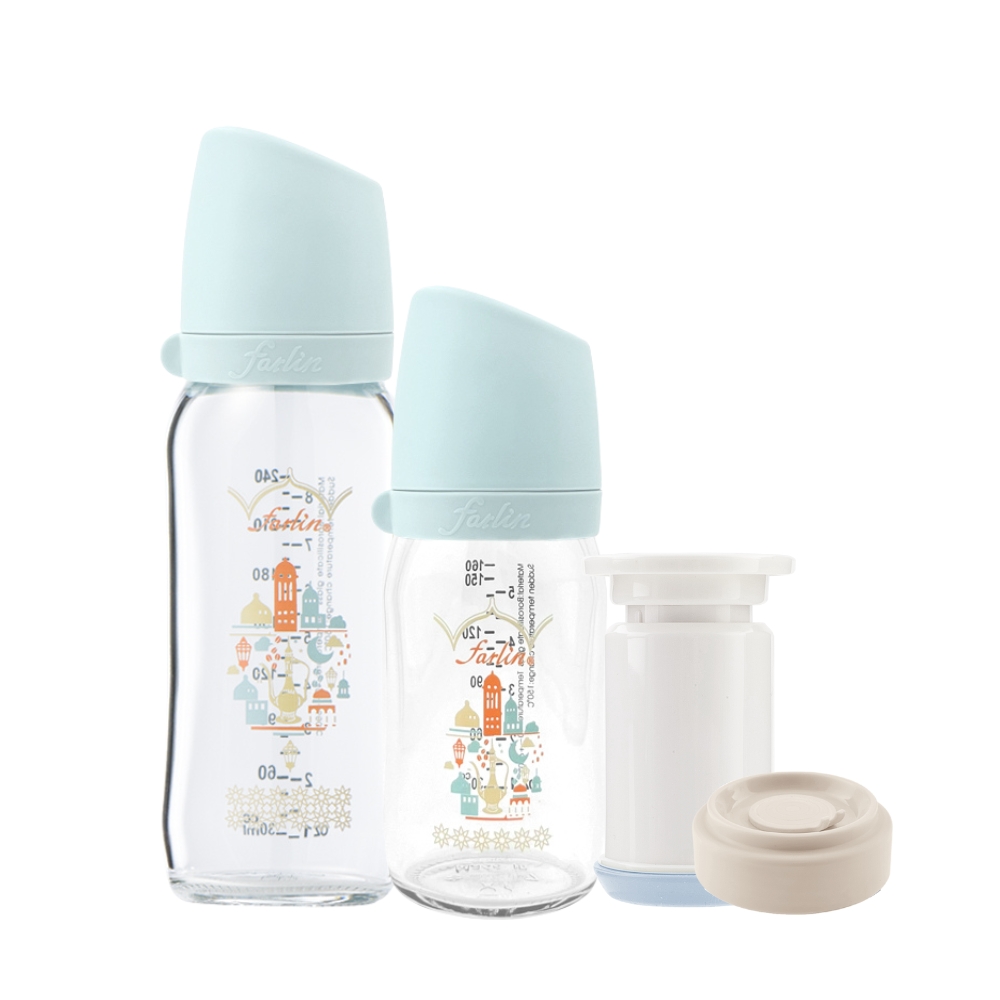 Farlin 城市系列寬口玻璃真空奶瓶入門組,玻璃奶瓶,防脹氣奶瓶,新生兒奶瓶,嬰兒無毒奶瓶,嬰兒奶瓶