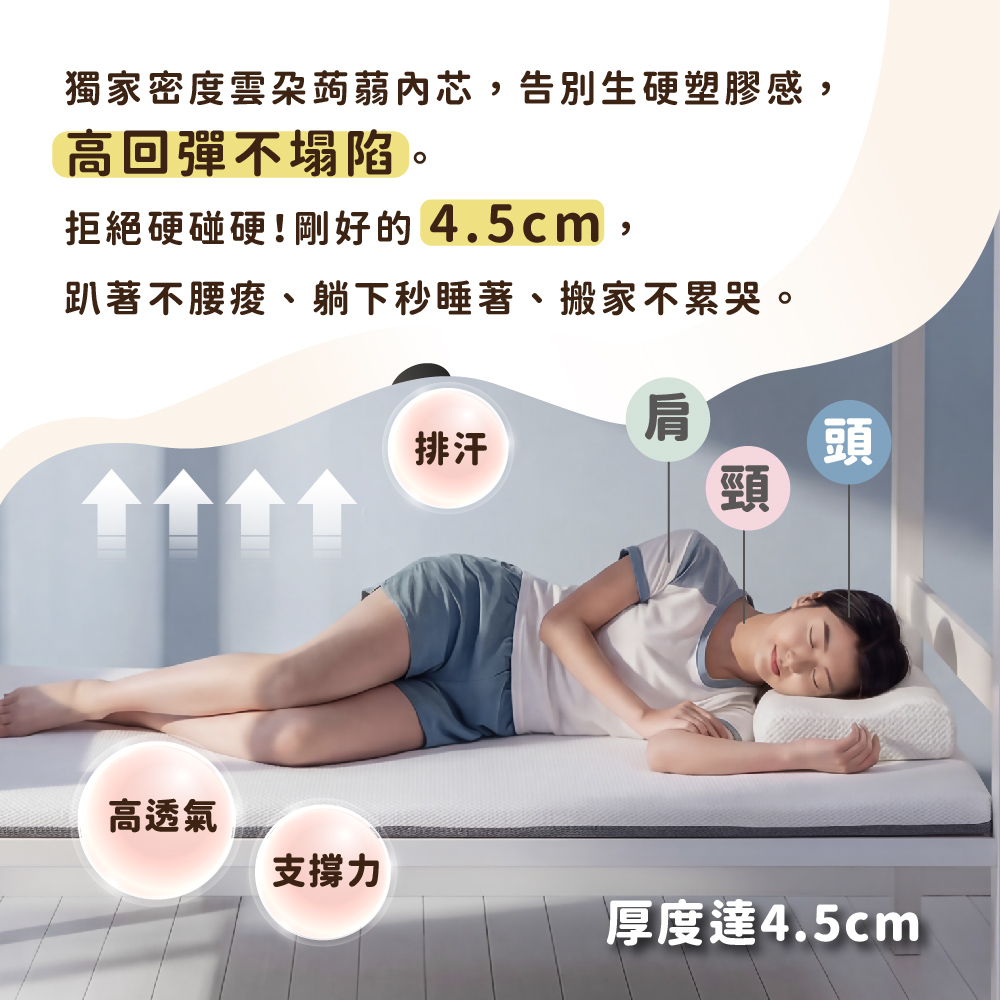 PeNi培婗 大款小雲厚床墊 105cm*188cm(單人加大),露營,單人,床墊,可水洗床墊,單人加大|車露適用