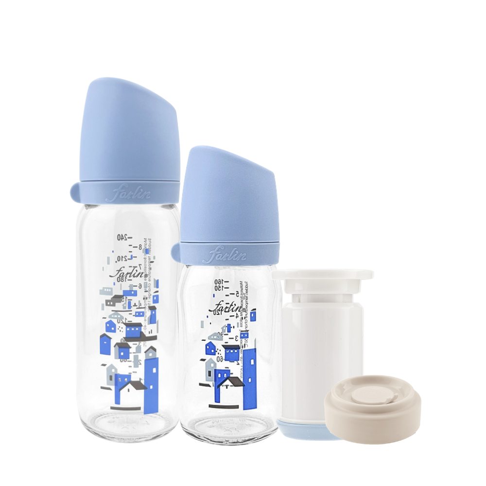 Farlin 城市系列寬口玻璃真空奶瓶入門組,玻璃奶瓶,防脹氣奶瓶,新生兒奶瓶,嬰兒無毒奶瓶,嬰兒奶瓶